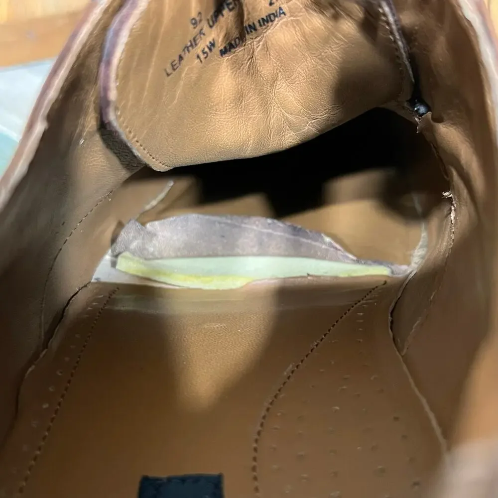 Clarks Bostonian 2-Tone Full Grain Brown Leather Saddle Oxfords Mens 15 WIDE